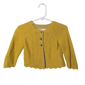 Baby Boden Cashmere Cotton Blend Gold Yellow 3 Button Cardigan Baby Girl Size 3M